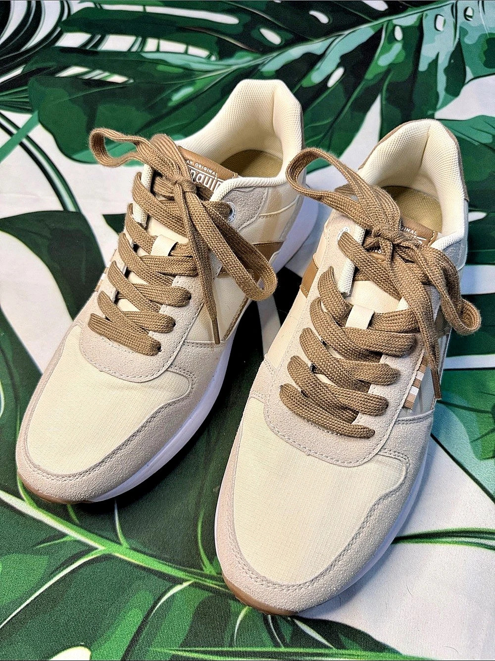 Penguin Casual Sneakers in Cream & Brown